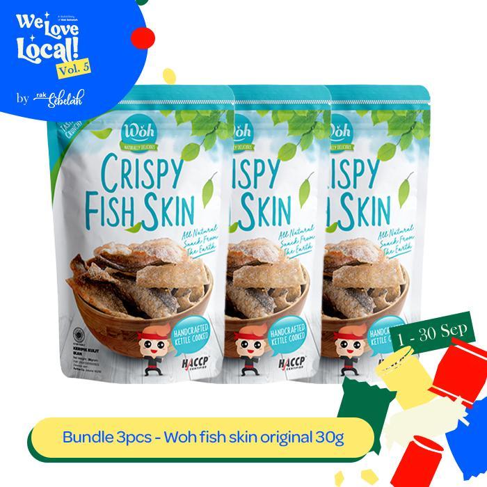 Ready Bundle 3Pcs - Woh Crispy Fish Skin Chips 30G Less Oil Gluten