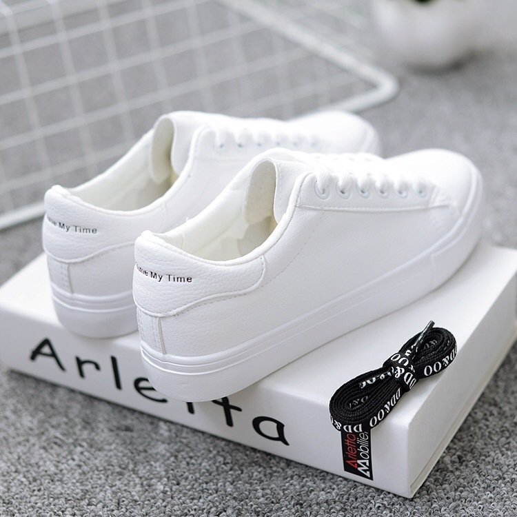 Women'S Vulcanize Shoes Pu Leather White Shoes New Fashion Platform Shoes Solid Color Casual Shoe