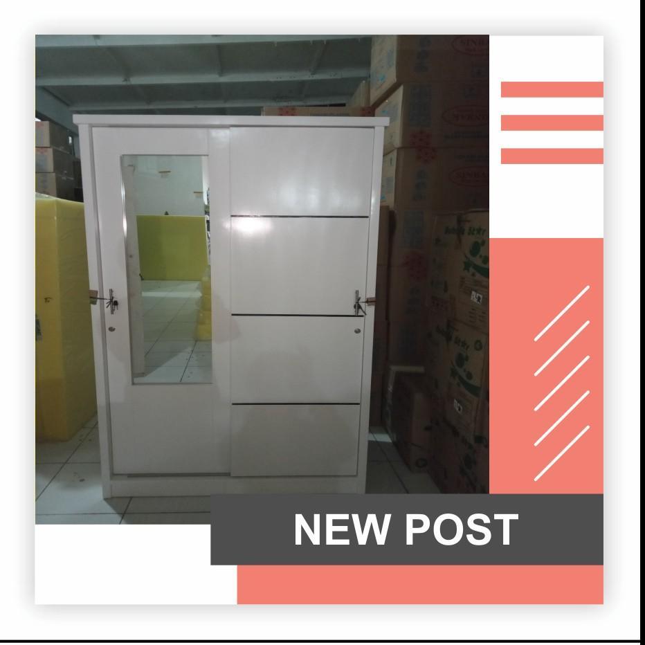 LEMARI KAYU 2 PINTU CAT DUCO PUTIH