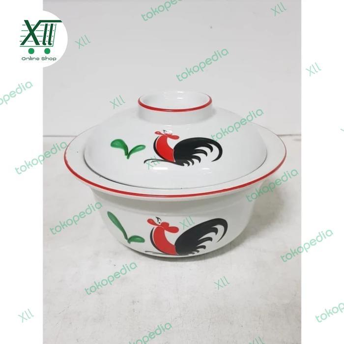 Kopin Mangkuk Sup Keramik + Tutup Ayam Jago 6,5 Inch Mangkok Sapo Tahu