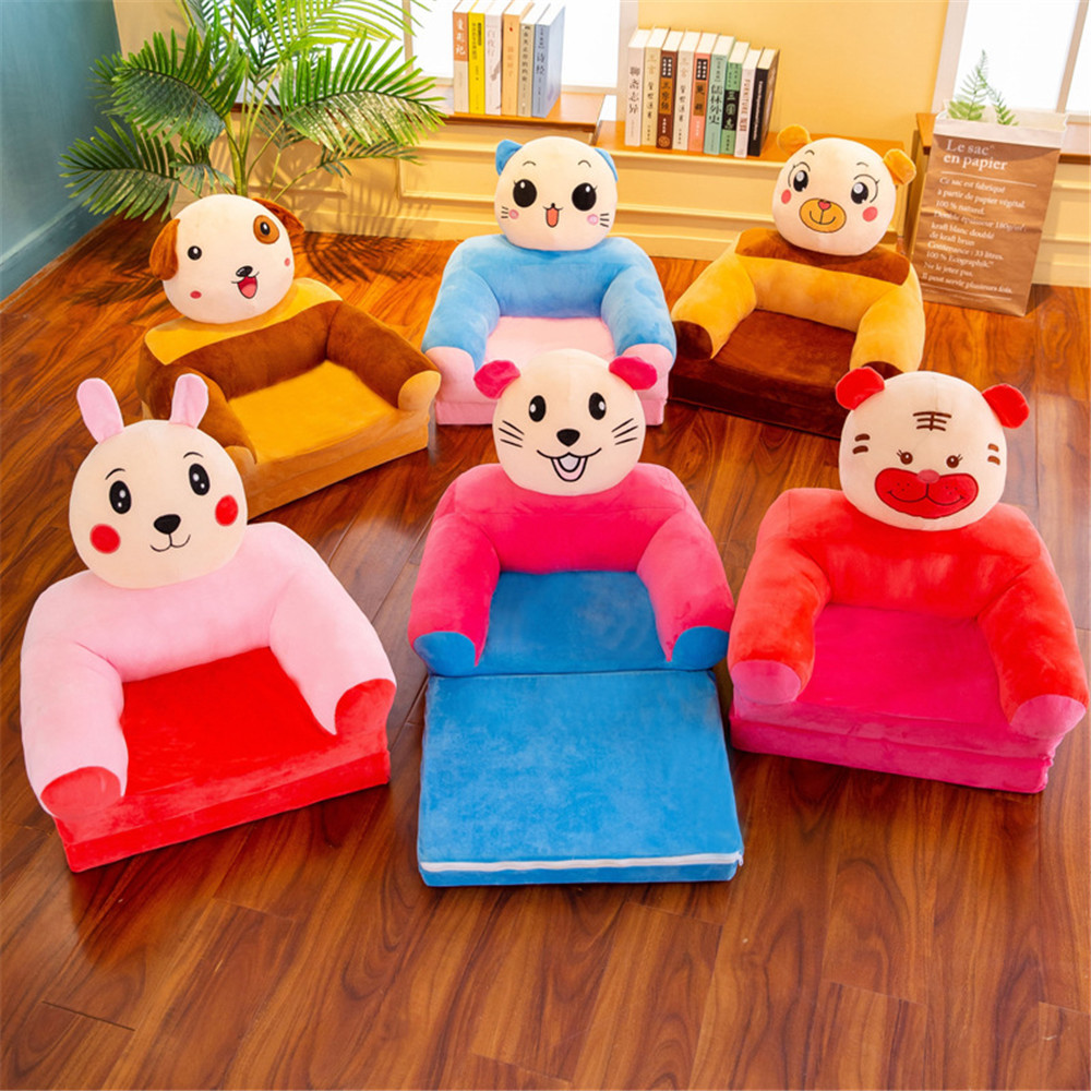 No Filling Small Sofa Cover Kid Furniture Children Cartoon Princess Girl Baby Folding Seat Recliner 