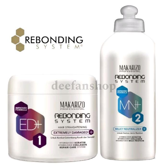 (Paket) Makarizo [Step1+Step2] Rebonding System 500Ml / Smoothing Pelurus Rambut