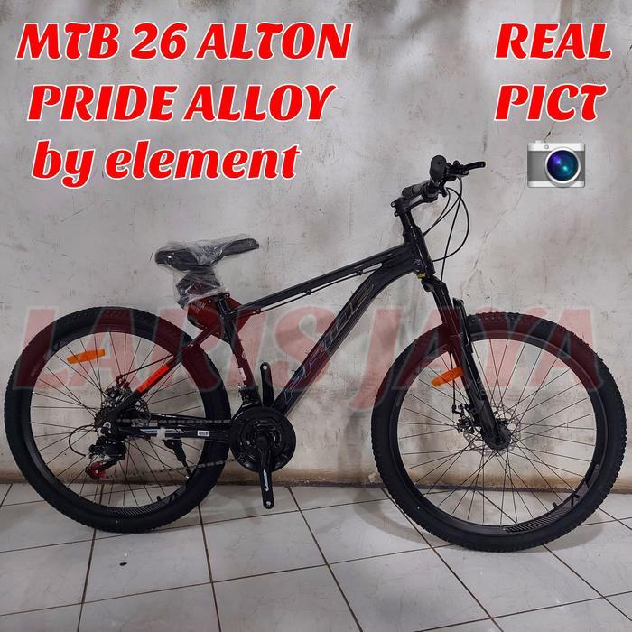 SEPEDA GUNUNG ELEMENT ALTON PRIDE 26 INCH FRAME ALLOY MTB 26" ELEMENT - BLACK GLOSSY