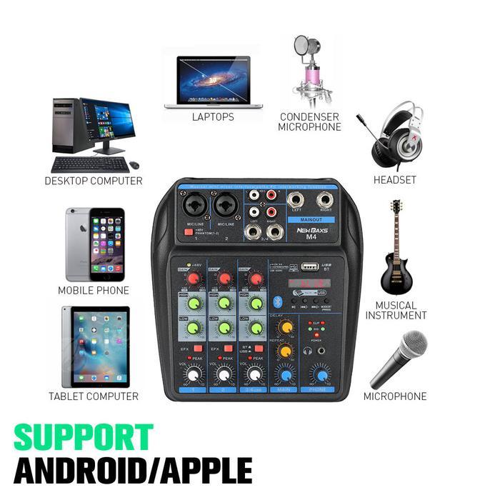 Premium New Baxs M4/M4G Audio Mixer Suara Kecil 4 Channel Mixer Audio Murah Meriah Bekas Saluran