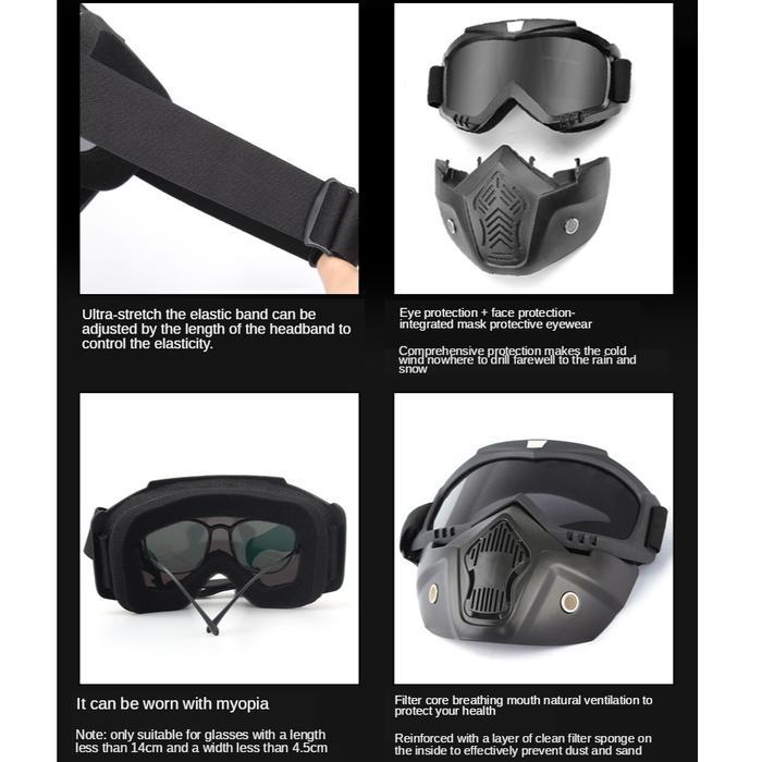 Official Taffsport Kacamata Goggles + Masker Mask Helm Motor Putih Goggle Sport Ski Topeng Masker