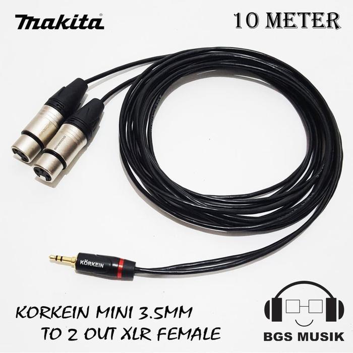 BERKUALITAS Kabel Jack Mini 3.5mm To 2 Jack XLR Female 10m