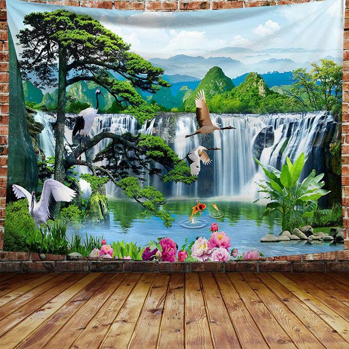 Kanvas lukisan pemandangan besar, karpet dinding Blue Sky, karpet kamar alami, karpet bunga, hiasan