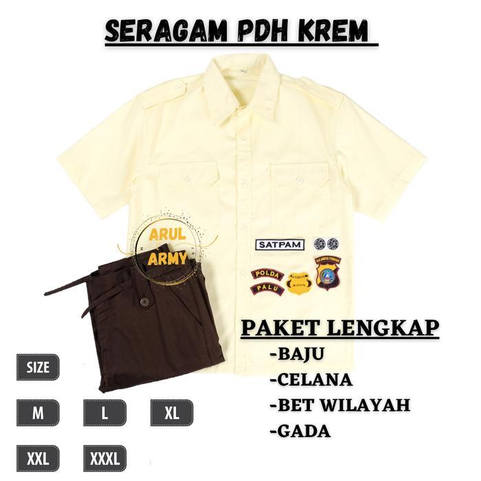 GROSIR LENGKAP SERAGAM Baju Seragam Satpam PDH Krem Pria Wanita Setelan Lengkap Paket Grosir BAJU SE