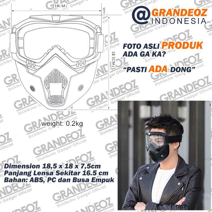 TERLARIS TaffSPORT Kacamata Goggles + Masker Mask Helm Motor Putih Goggle Sport Ski Topeng Masker