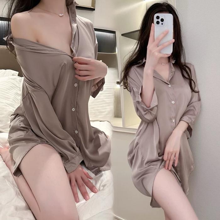 Sorex - Lingerie Oversize Outer Wanita Dewasa Satin Jubah Bigsize Jumbo Sleepwear Baju Tidur Non Cup