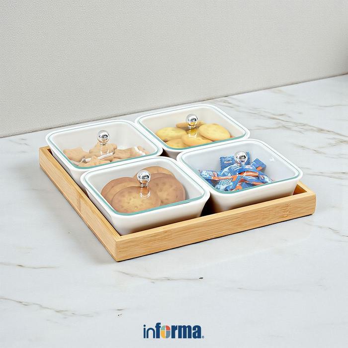 Informa Appetite Set 5 Pcs Tyla Wadah saji Dengan Nampan - Putih Serving Bowl Wadah Hidang Bowl Saji