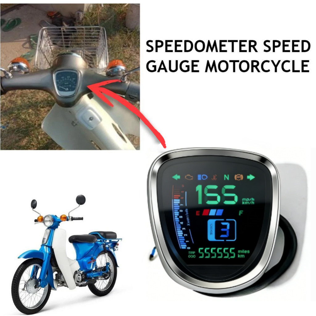 Motorcycle LCD Digital For Honda Super Cub C50 C70 C90Odometer Speedometer Tachometer Assy