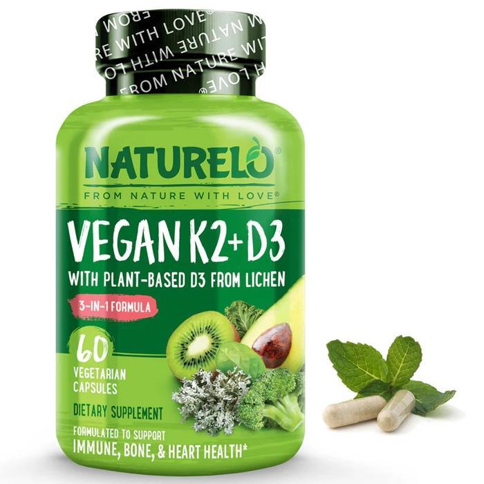 Original NATURELO - Vegan Vitamin K2 & D3 Supplement - 60 capsules