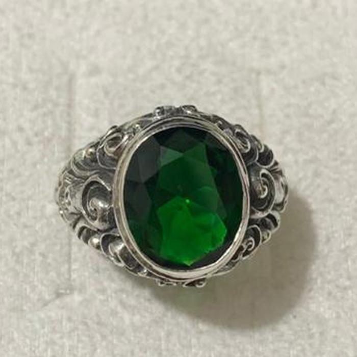 Virlokina- Cincin Ring Perak Silver Bali Asli 925 Karang Jahe Batu Akik Hijau Ijo Terbaru 