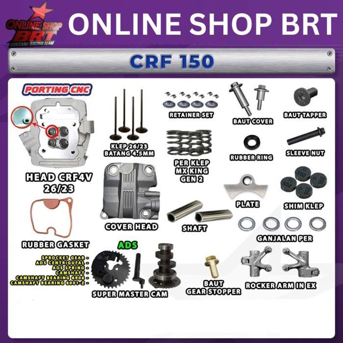 PAKET CYLINDER HEAD CRF 150 VERZA NEW MEGAPRO PORTING CNC 4 KLEP BRT KOP CRF4V 4KLEP 4 VALVE - 26/23