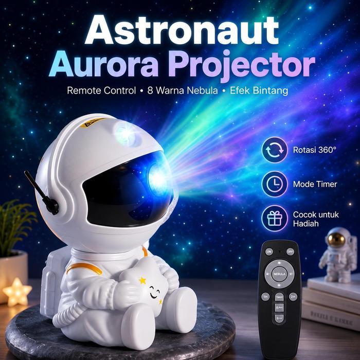 Lampu Tidur Proyektor Galaksi Astronot Bintang Nebula Remote