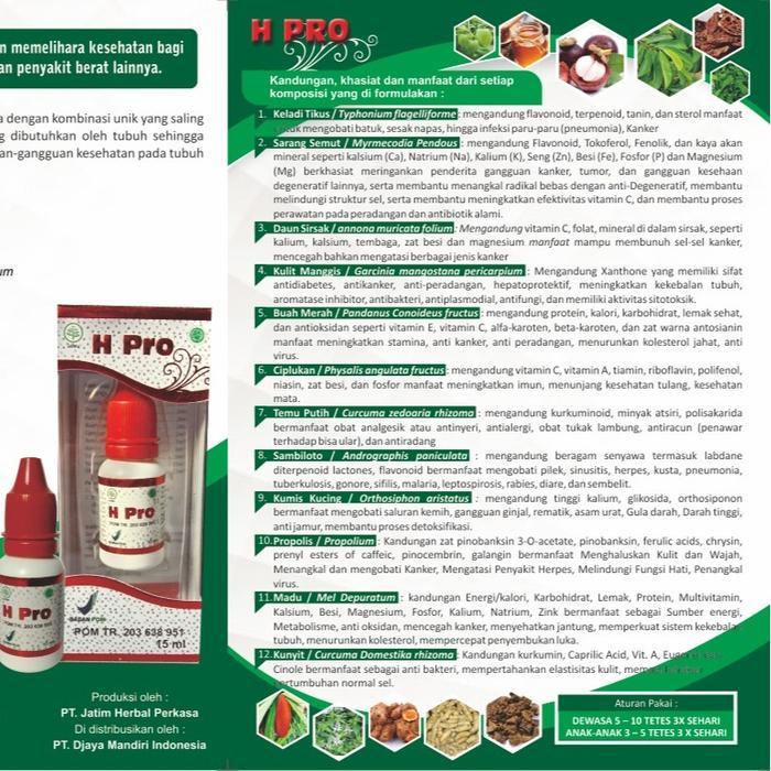 READY PT Jatim Herbal Perkasa H Pro Jamu Tetes Anti Kanker Formula Herbal Unik 15ml Membantu
