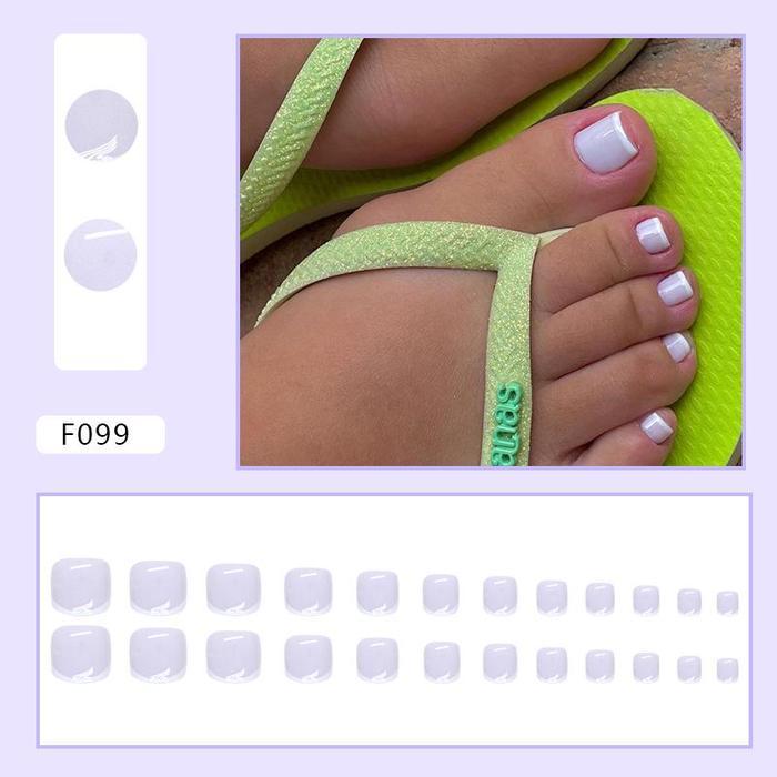 F099 - Kuku Cantik 24pcs set Kuku Palsu Fake Nails Box Free lem cair / jelly tahan air Kuku Palsu