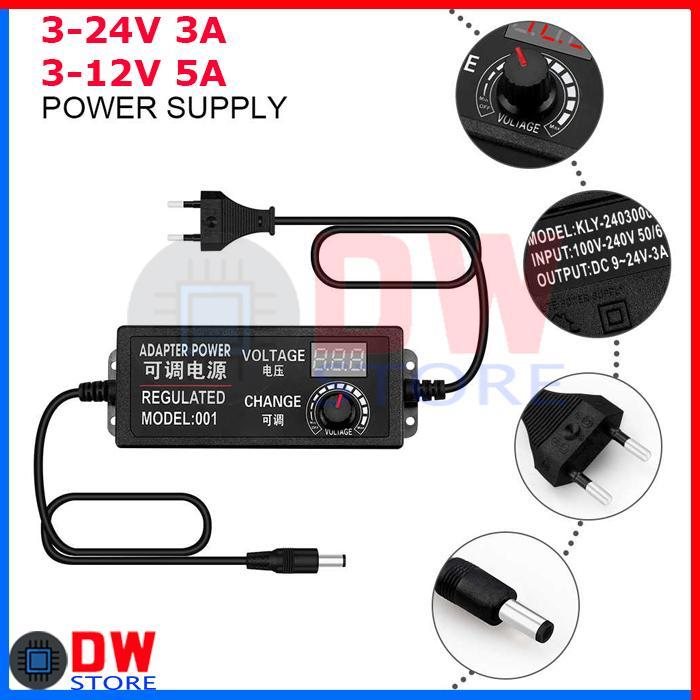 Adaptor Adjustable Variable Power Supply Dc 12V 5A 3V-12V 5A 24V 3A 3V-24V 3A 36V 2A 24V-36V 2A