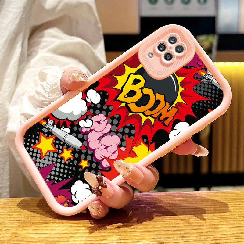 Casing Hp untuk Samsung Galaxy A22 M22 Case Casing pola awan oranye Kasing HP Silikon Softcase