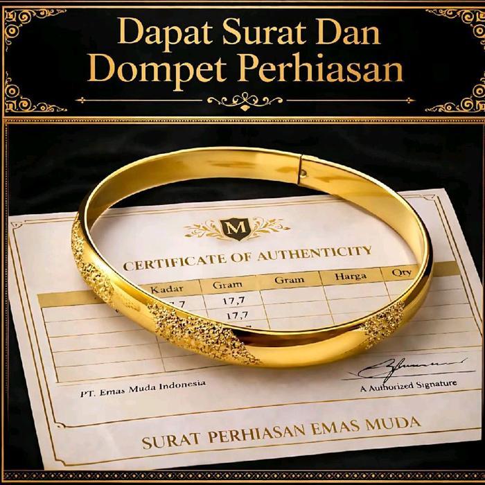 Gelang Bangle Bangkok Bracelets Lapisan Emas Muda Gratis Dompet Dan Surat perhiasan