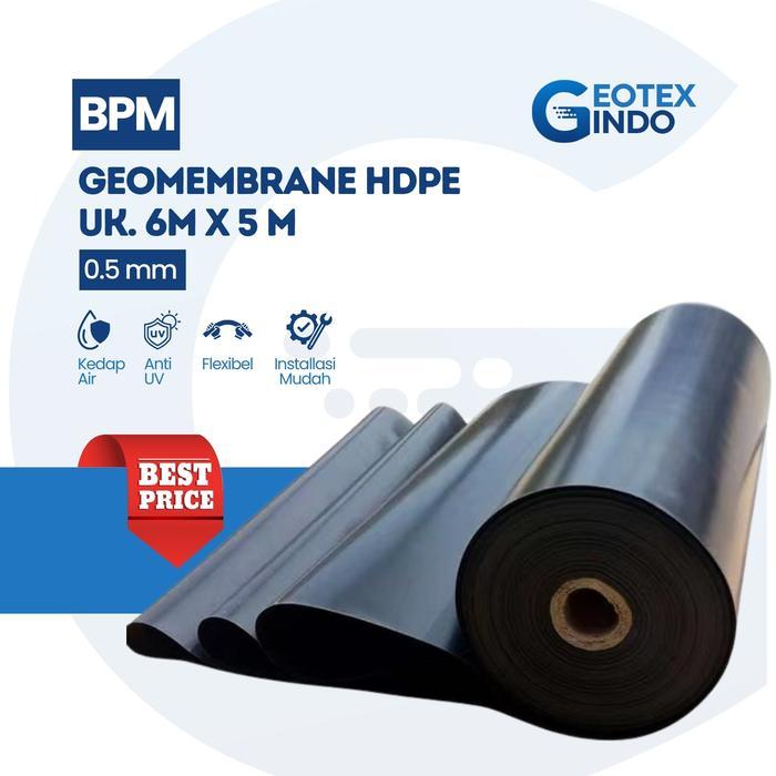 Jual Murah Geomembrane 0.5Mm Meteran 6X5M Hdpe Kedap Air Tahan Suhu & Uv Untuk Wwtp, Kolam Batubara,