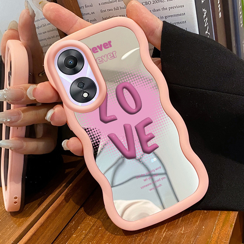 Casing Untuk OPPO A78 Case Casing Bahasa Inggris dan Cinta Pola HP Cesing Macaron Kasing Mirror Sili