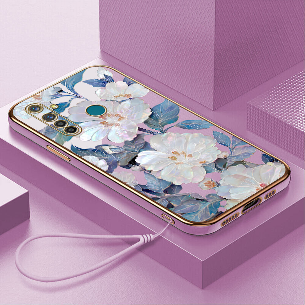 Casing Hp Untuk Realme 5 Pro Lokal Stock Lanyard Gratis Phone Case Softcase Kesing Cassing Bunga 296