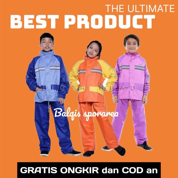 Jas Hujan Anak Perempuan Laki SD Setelan Baju Celana Mantel Anak Motif