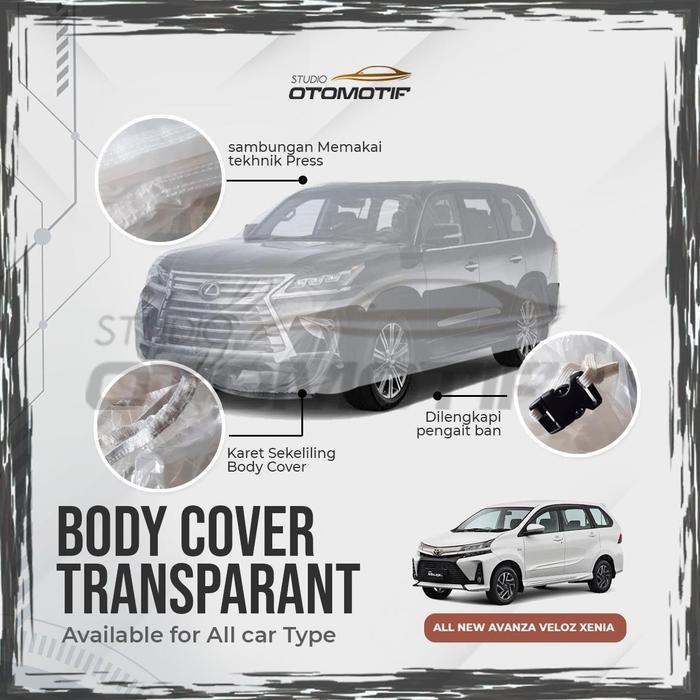 PROMO BODY COVER ALL NEW AVANZA XENIA VELOZ TRANSPARENT PLASTIK BENING 0,8MC DISKON