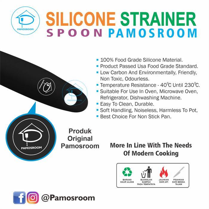 Pamosroom Spatula Sutil Saringan Mie Silikon 32Cm Tahan Panas Bpa Free