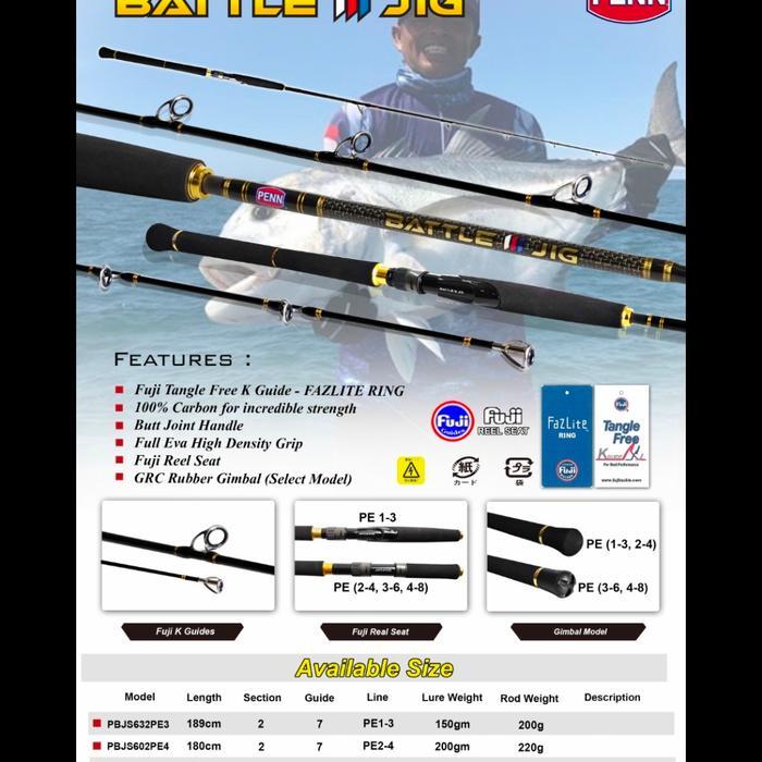 joran jigging penn battle jig III pilihan pe 3 4 6 8 Best Quality