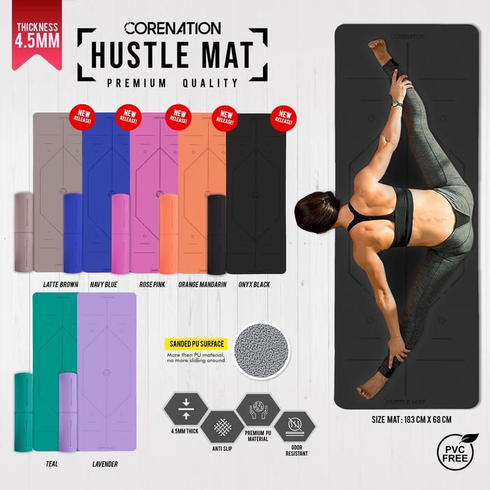 Corenation Matras Yoga Hustle Mat 4.5Mm Dan 5Mm Workout Mat Anti Slip Yoga Mat Lux Matras Olahraga