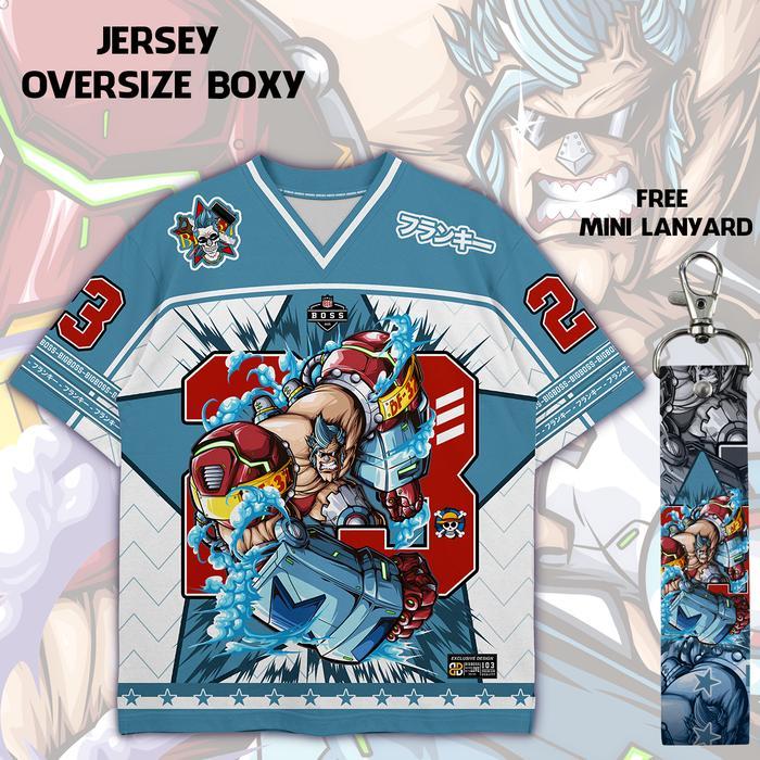 (GRATIS LANYARD, STIKER) BIGBOSS BAJU JERSEY ANIME ONE PIECE UNISEX OVERSIZE BOXY 103 FRANKY