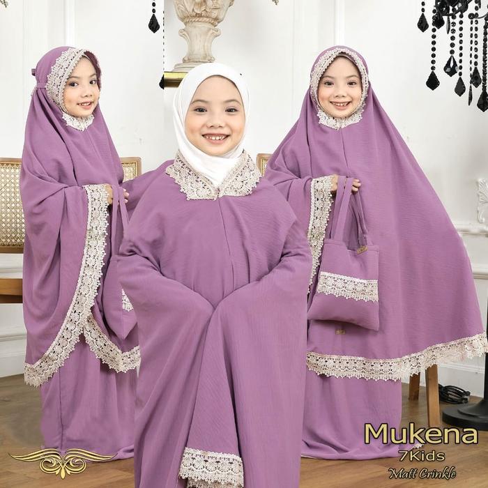 luto- Mukena Anak Mukena Renda Mukena Crinkle Airflow Resleting Dagu Free Tas Safa Hijab