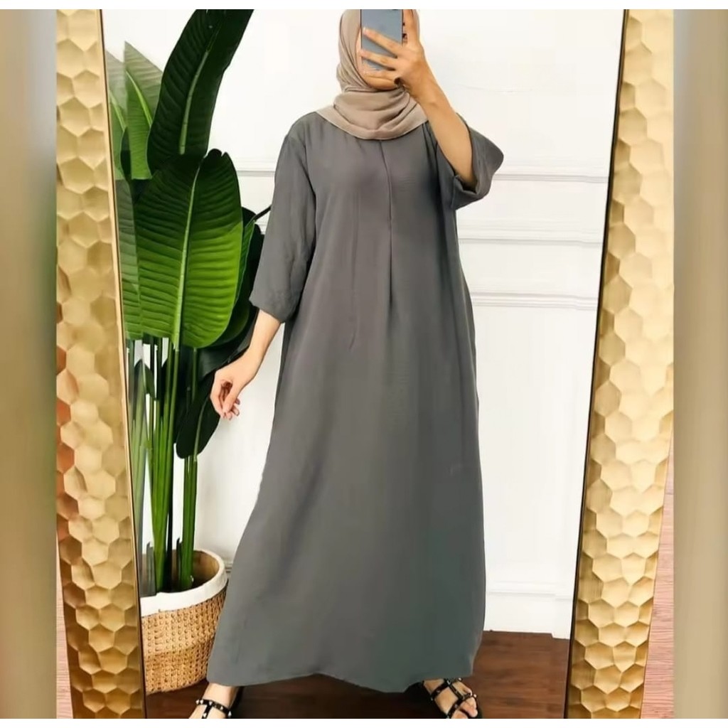 Dater Polos / Daster Crinkle Polos Kekinian Lengan Tangan 3/4 Panjang