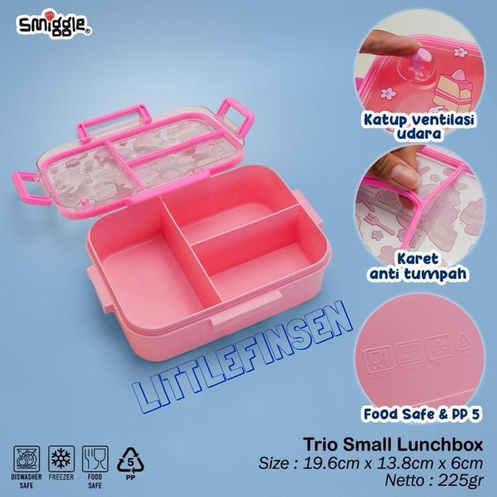 Smiggle Lunch Box Sekat 3 Anti Tumpah/Kotak Makan Smiggle Dino Unicorn Rabbit Anti Campur Sekat