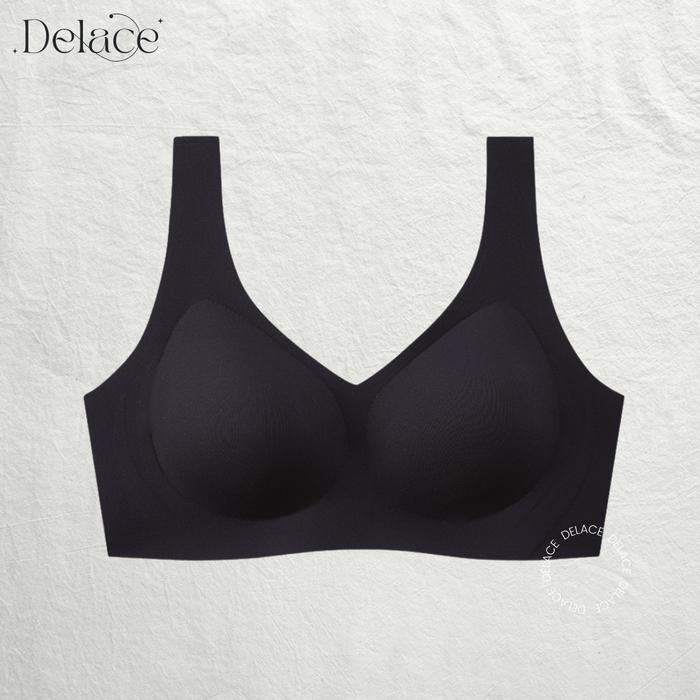 Bra Seamless Tanpa Kawat Wireless BH Wanita Bahan Nylon Spandex - Black, XL