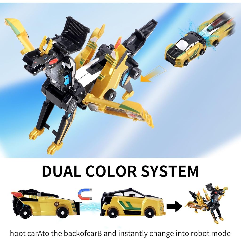Collision Transforming Dinosaur Car Toy Magnetic Dinosaur Transformer Car Transform into Dinosaurs