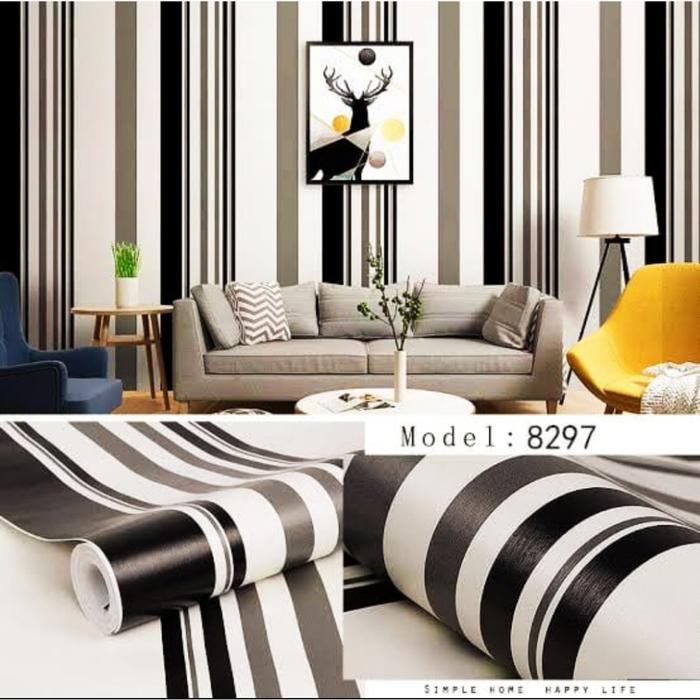Wallpaper Stiker Dinding Stiker Marmer Hitam Polos Hitam Bata Hitam Salur Hitam Salur Zebra Stiker