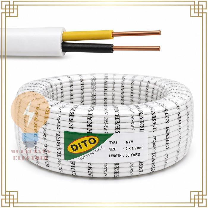 OBRAL DITO KABEL NYM KAWAT 2x1.5MM 50YARD KABEL NYM KAWAT KABEL LISTRIK 1 ROLL