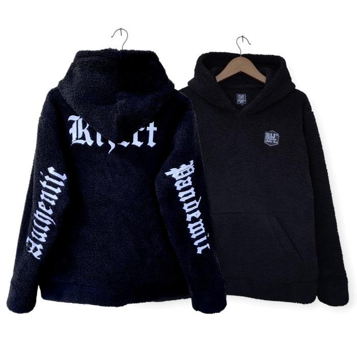 Hoodie Sherpa/Jaket Sherpa Authentic Riject Pandemic Dengan Bordir Hitam Putih Untuk Pria Dan Wanita