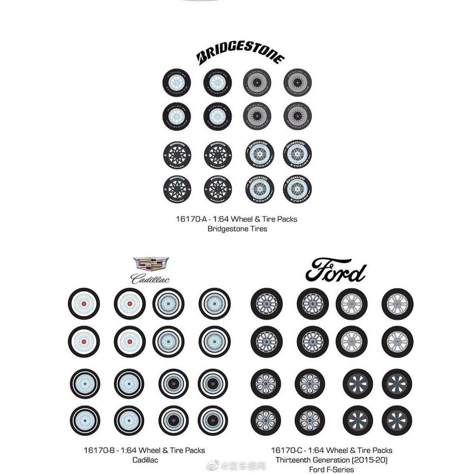 16170 Greenlight Wheel Tire Series 7 Diecast Bridgestone Cadillac Ford