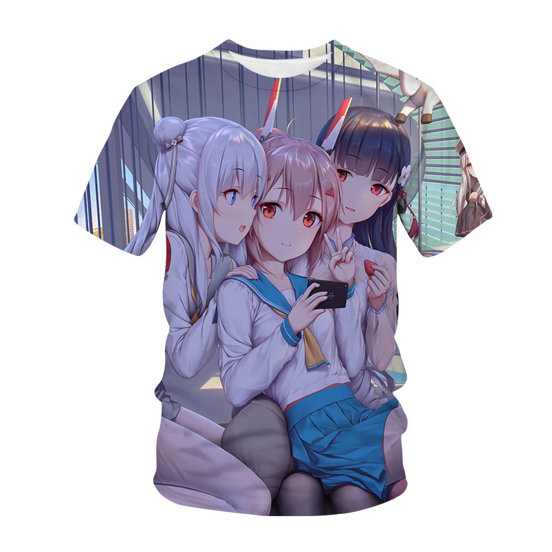 Kaos Permainan Anime Pakaian Jalanan Bermotif Azur Lane Kaus Seksi Lucu Kaus Harajuku