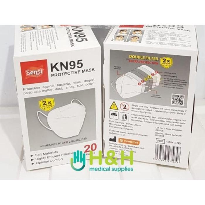 KN95 Sensi Earloop Masker KN95 Earloop Putih untuk Perlindungan Pernapasan / Masker Sensi KN 95 / Ma