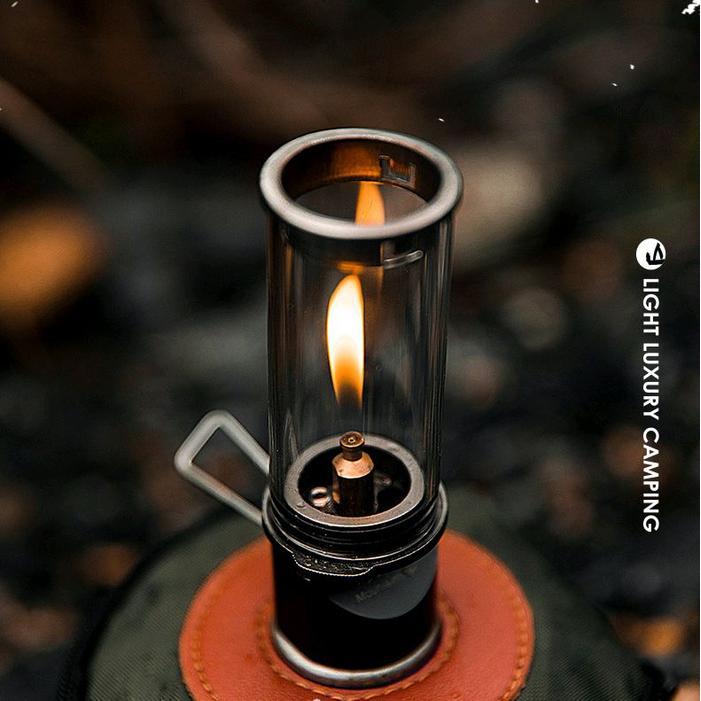 Lentera Camping Portabel BRS-55 Lampu Outdoor Mini Gas Lantern Aluminium Alloy Kaca Tempered