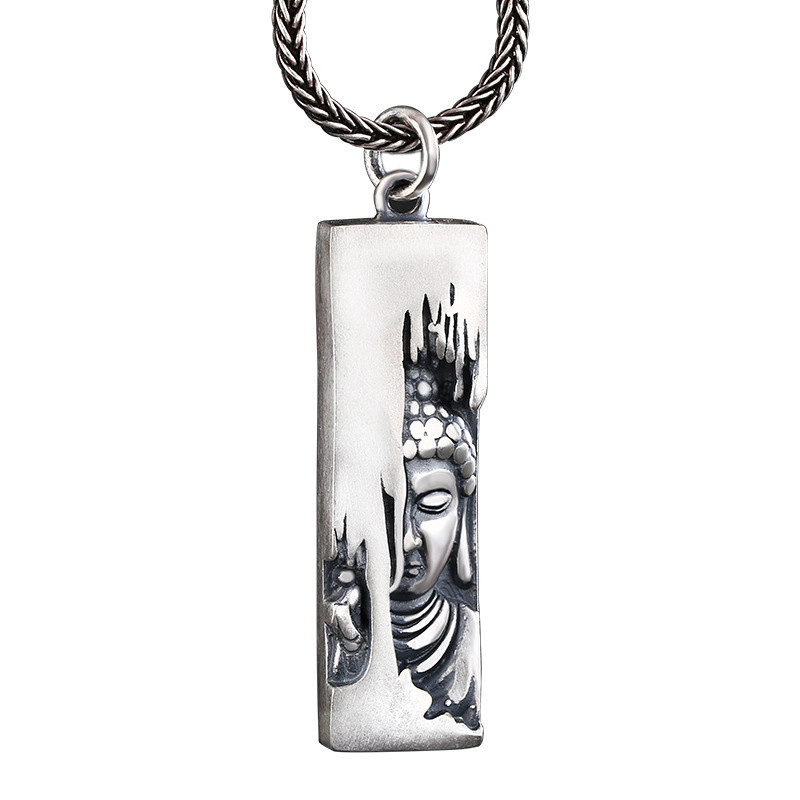 Tathagata Buddha Pendant Men Jewelry Blessing Amulet Necklaces Male Retro Lotus Half-faced Buddha