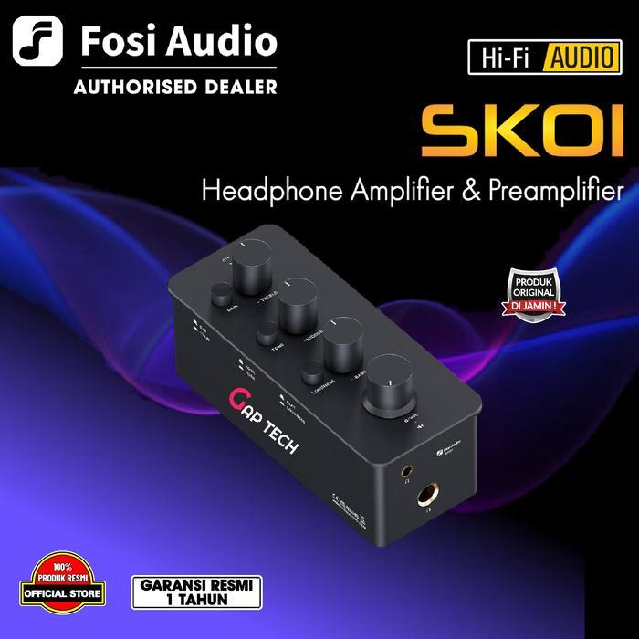 Fosi Audio SK01 Headphone Amplifier & Preamplifier - Aluminium Alloy, 2400mW High Gain, 3-band EQ
