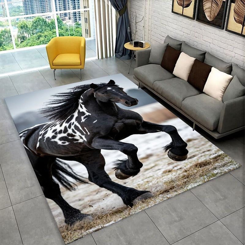 3D Tikir Tanah 3D RUG Kuda Liar Pentium Steed Area Luas Karpet Anti Selip Karpet Tahan Lama untuk Ka