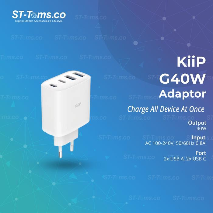 KiiP G40W / G 40W Charger Adaptor GaN 40W 4-Port PD Fast Charging 4 Port